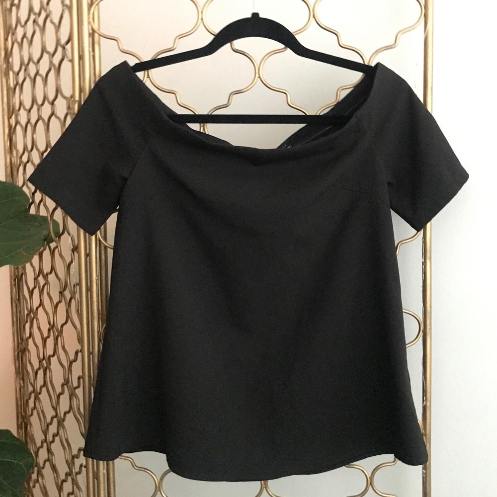 Chic Off the Shoulder Black Top